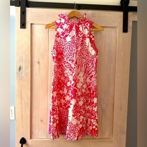 NWT Tuckernuck Blythe Dress Hot Pink Wildflower Bow Tie Back Sleeveless